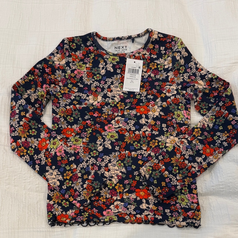 NWT Next Kids Girls Long Sleeve Floral Top - size 6-7